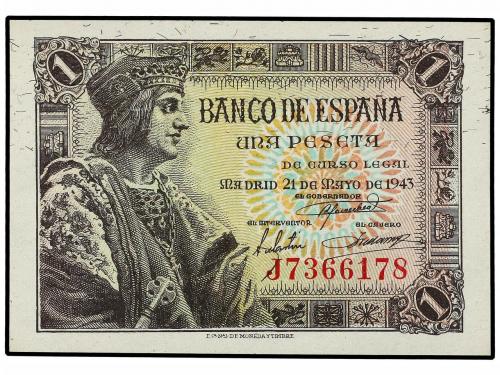 ESTADO ESPAÑOL. Lote 3 billetes 1 Peseta. 21 Mayo 1943. Fern