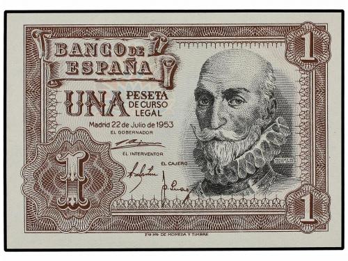 ESTADO ESPAÑOL. Lote 3 billetes 1 Peseta. 22 Julio 1953. Mar