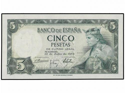 ESTADO ESPAÑOL. Lote 3 billetes 5 Pesetas. 22 Julio 1954. Al