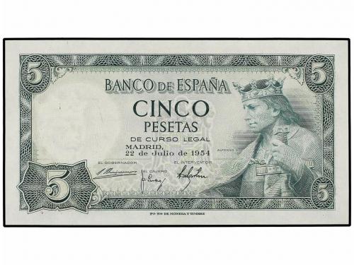 ESTADO ESPAÑOL. Lote 3 billetes 5 Pesetas. 22 Julio 1954. Al