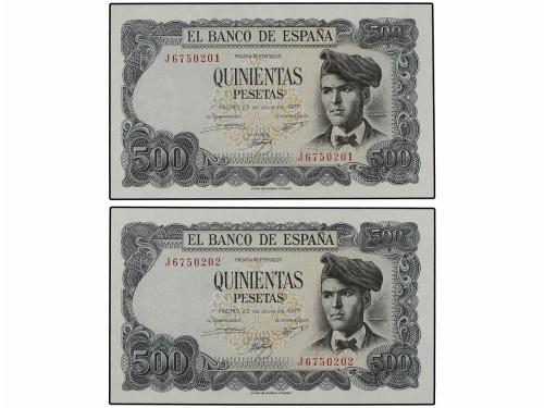 ESTADO ESPAÑOL. Lote 4 billetes 500 Pesetas. 23 Julio 1971. 