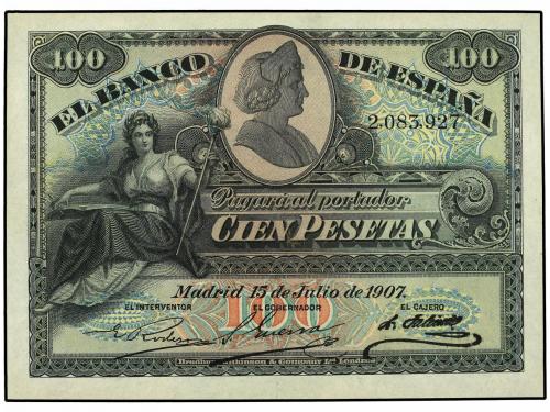 BANCO DE ESPAÑA. Lote 3 billetes 100 Pesetas. 15 Julio 1907.