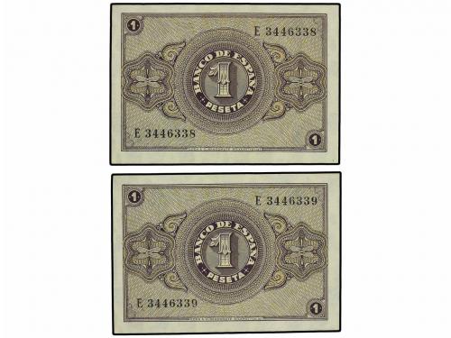 ESTADO ESPAÑOL. Lote 2 billetes 1 Peseta. 28 Febrero 1938. S