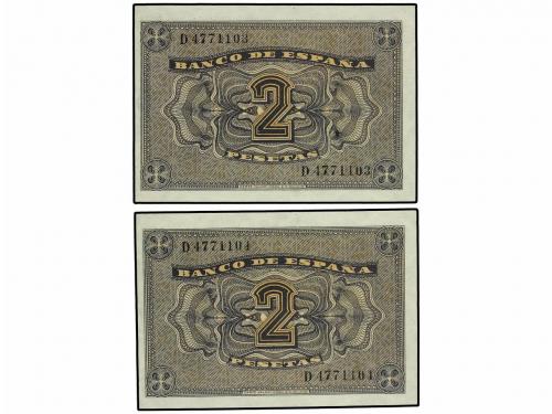 ESTADO ESPAÑOL. Lote 2 billetes 2 Pesetas. 30 Abril 1938. Se