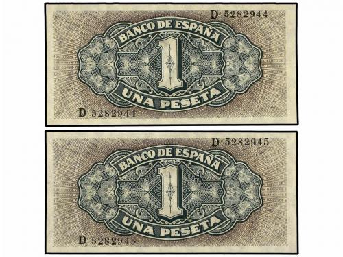 ESTADO ESPAÑOL. Lote 2 billetes 1 Peseta. 4 Septiembre 1940.