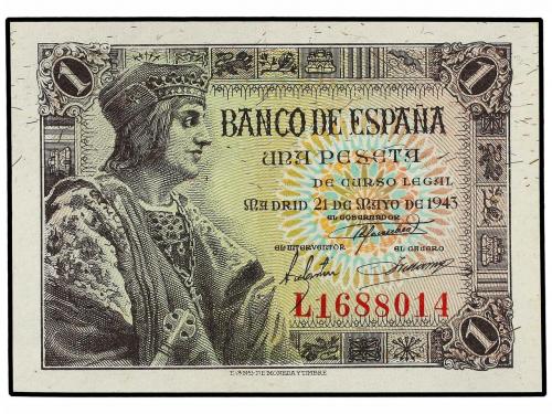 ESTADO ESPAÑOL. Lote 2 billetes 1 Peseta. 21 Mayo 1943. Fern