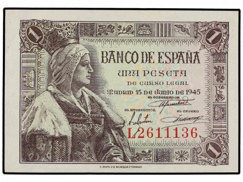 ESTADO ESPAÑOL. Lote 3 billetes 1 Peseta. 15 Junio 1945. Isa