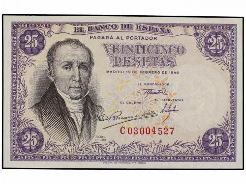 ESTADO ESPAÑOL. Lote 2 billetes 25 Pesetas. 19 Febrero 1946.