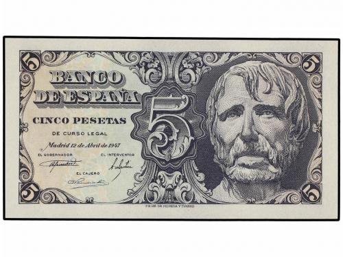 ESTADO ESPAÑOL. Lote 3 billetes 5 Pesetas. 12 Abril 1947. Sé