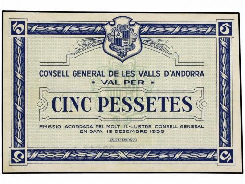 EMISIONES DE ULTRAMAR I ANDORRA. Lote 4 billetes 1, 2, 5 y 1