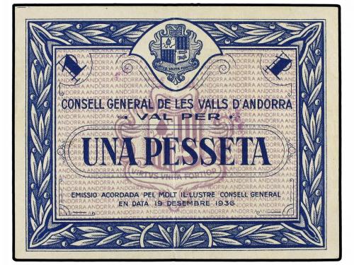 EMISIONES DE ULTRAMAR I ANDORRA. Lote 4 billetes 1, 2, 5 y 1