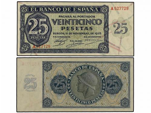 ESTADO ESPAÑOL. 25 Pesetas. 21 Noviembre 1936. Serie A. Prec