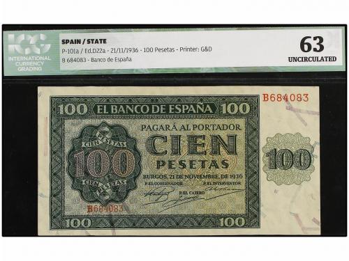 ESTADO ESPAÑOL. 100 Pesetas. 21 Noviembre 1936. Catedral de 