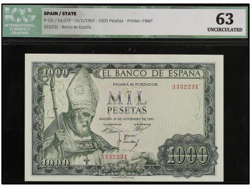 ESTADO ESPAÑOL. 1.000 Pesetas. 19 Noviembre 1965. San Isidor