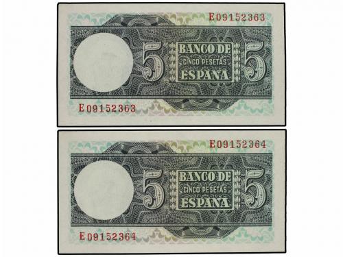ESTADO ESPAÑOL. Lote 2 billetes 5 Pesetas. 5 Marzo 1948. Jua