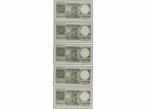 ESTADO ESPAÑOL. Lote 10 billetes 5 Pesetas. 22 Julio 1954. A