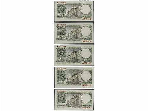 ESTADO ESPAÑOL. Lote 10 billetes 5 Pesetas. 22 Julio 1954. A
