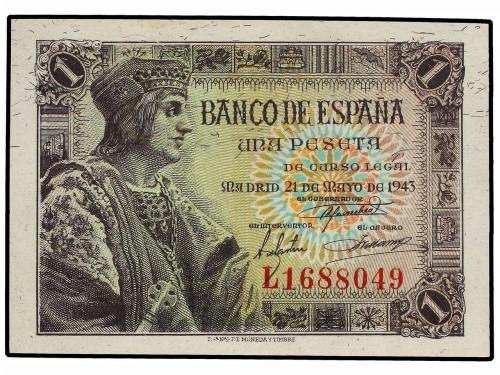 ESTADO ESPAÑOL. Lote 2 billetes. 21 Mayo 1943. Fernando "El 