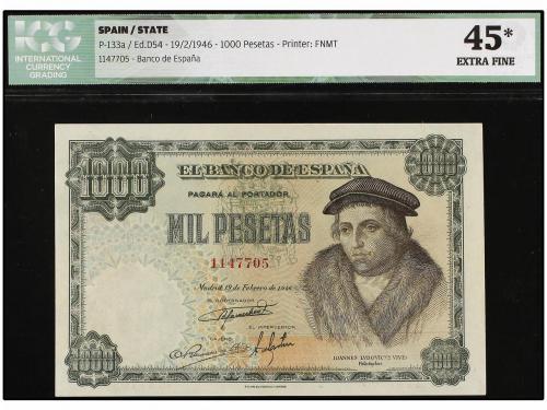 ESTADO ESPAÑOL. 1.000 Pesetas. 19 Febrero 1946. Luis Vives. 
