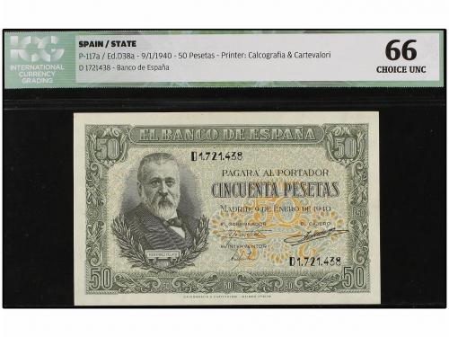 ESTADO ESPAÑOL. 50 Pesetas. 9 Enero 1940. Menéndez Pelayo. S