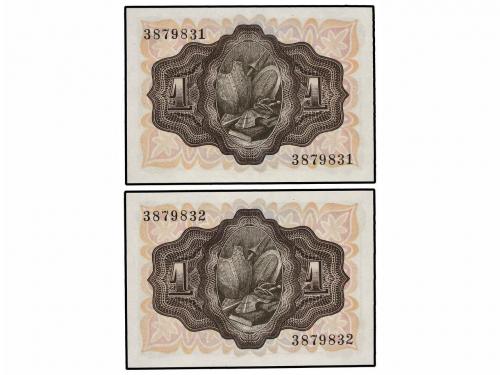 ESTADO ESPAÑOL. Lote 2 billetes 1 Peseta. 19 Noviembre 1951.