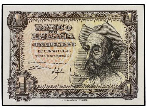 ESTADO ESPAÑOL. Lote 2 billetes 1 Peseta. 19 Noviembre 1951.