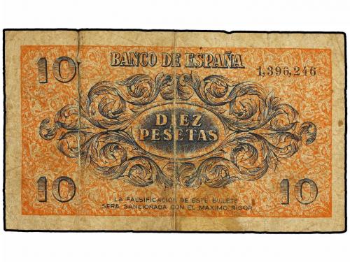 ESTADO ESPAÑOL. 10 Pesetas. 21 Noviembre 1936. (Roturas y ma