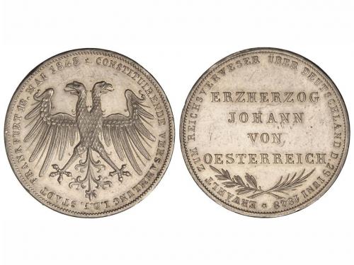 ESTADOS ALEMANES. 2 Gulden. 1848. FRANKFURT. 21,22 grs. AR. 