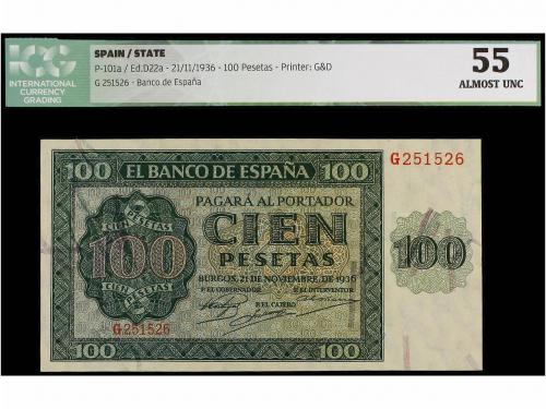 ESTADO ESPAÑOL. 100 Pesetas. 21 Noviembre 1936. Catedral de 