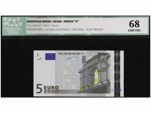 EMISIONES EN EUROS. 5 Euros. 2002. Serie V. Numeración baja: