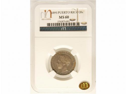 ALFONSO XIII. 20 Centavos de Peso. 1895. PUERTO RICO. P.G.-V