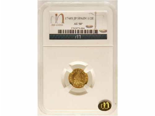 FERNANDO VI. 1/2 Escudo. 1748. SEVILLA. P.J. Encapsulada por