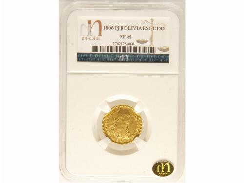 CARLOS IV. 1 Escudo. 1806. POTOSÍ. P.J. Encapsulada por NN C