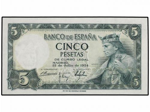 ESTADO ESPAÑOL. Lote 3 billetes 5 Pesetas. 22 Julio 1954. Al
