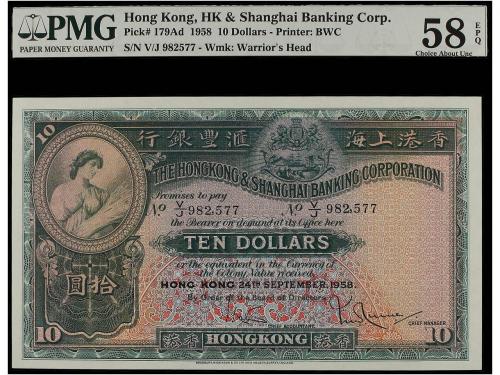 BILLETES EXTRANJEROS. 10 Dólares. 24 Septiembre 1958. HONG K