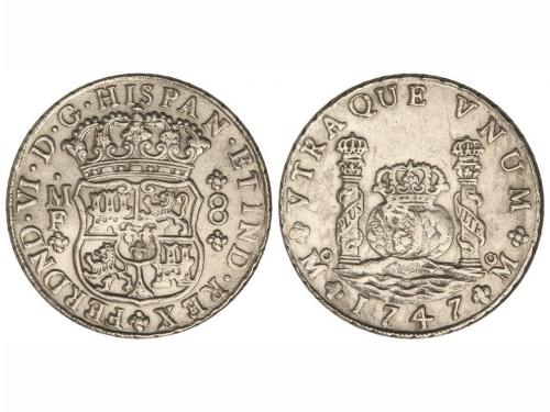 FERNANDO VI. 8 Reales. 1747. MÉXICO. M.F. 26,66 grs. Columna