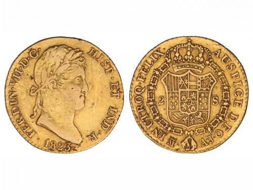 FERNANDO VII. 2 Escudos. 1823. MADRID. A.J. 6,68 grs. Rayas 