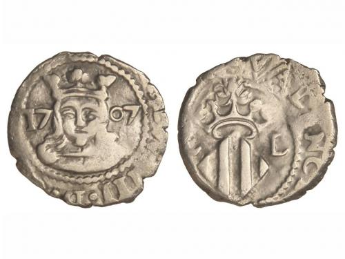 CARLOS III Pretendiente. Divuité. 1707. VALENCIA. 1,67 grs. 
