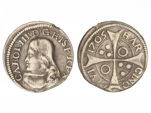 CARLOS III Pretendiente. Croat. 1706/5. BARCELONA. 1,83 grs.