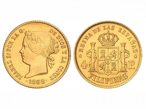ISABEL II. 4 Pesos. 1868. MANILA. 6,71 grs. Cal-132. MBC+/EB