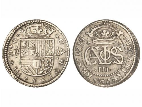 CARLOS III Pretendiente. 2 Reales. 1714/3. BARCELONA. 5,13 g