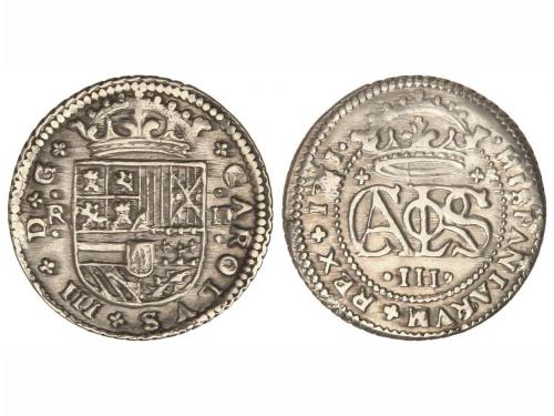CARLOS III Pretendiente. 2 Reales. 1711. BARCELONA. 5,19 grs