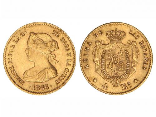 ISABEL II. 4 Escudos. 1866. MADRID. 3,22 grs. (Leves rayitas