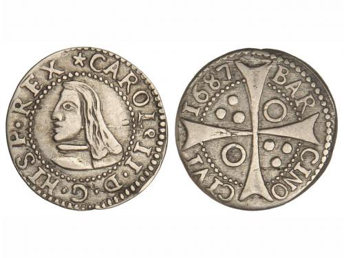 CARLOS II. Croat. 1687. BARCELONA. 2,46 grs. Cal-668. MBC+. 