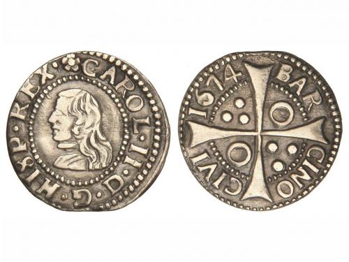 CARLOS II. Croat. 1674. BARCELONA. CAROL. 2,45 grs. BAR en a