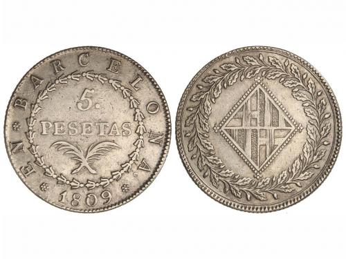 OCUPACIÓN NAPOLEÓNICA de CATALUNYA. 5 Pesetas. 1809. BARCELO