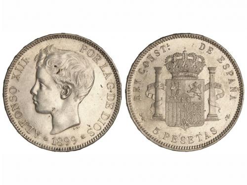 ALFONSO XIII. 5 Pesetas. 1899 (*18-99). S.G.-V. Brillo origi