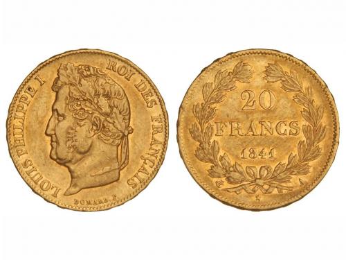 FRANCIA. 20 Francos. 1841-A. LUIS FELIPE I. PARÍS. 6,40 grs.