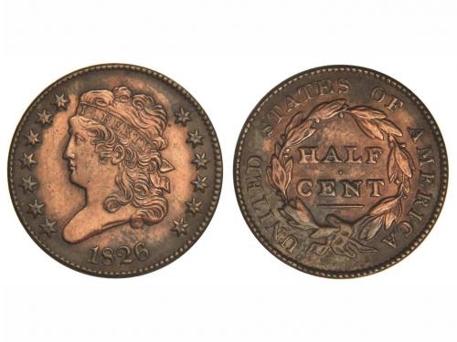 ESTADOS UNIDOS. 1/2 Centavo. 1826. 5,40 grs. AE. Classic Hea