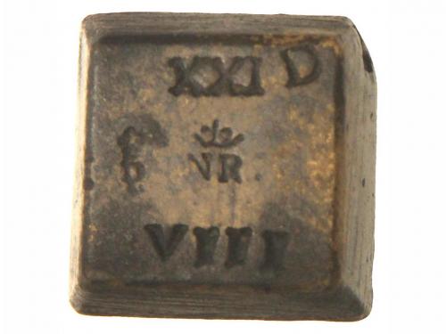 BALANZAS Y PONDERALES. Ponderal 8 Reales. Marcas: XXI, D, VI